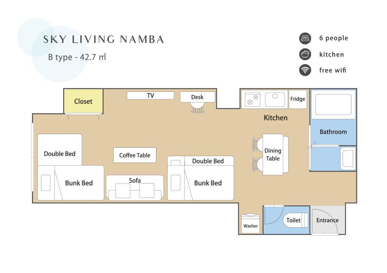 Apartmán Sky Living Namba Ósaka Exteriér fotografie